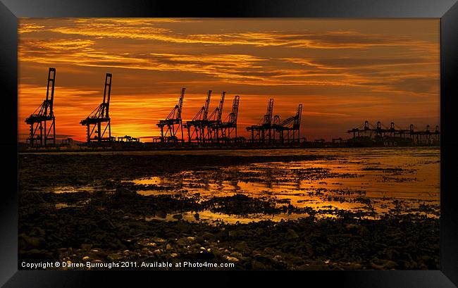 Sunset At The Port Of  Felixstowe Framed Print by Darren Burroughs