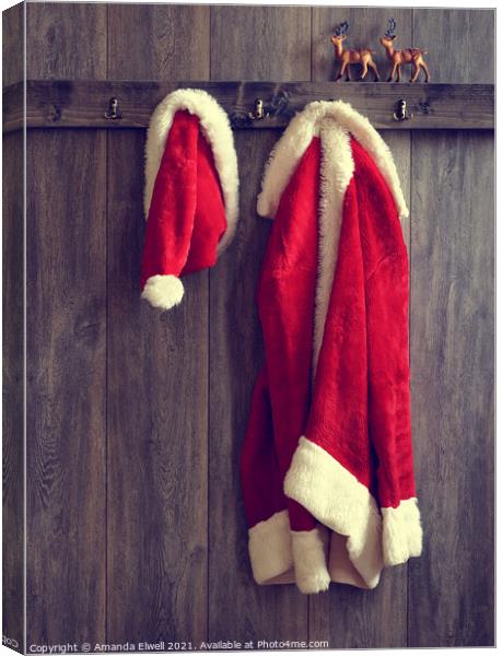 Santa's Hat & Coat Canvas Print by Amanda Elwell
