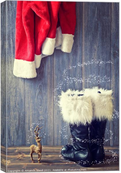 Santa's Boots Canvas Print by Amanda Elwell