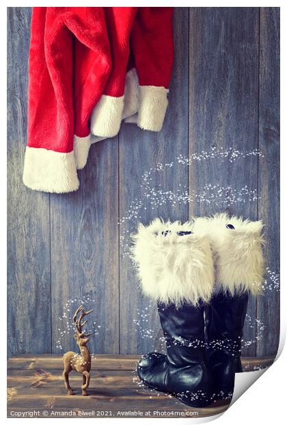 Santa's Boots Print by Amanda Elwell