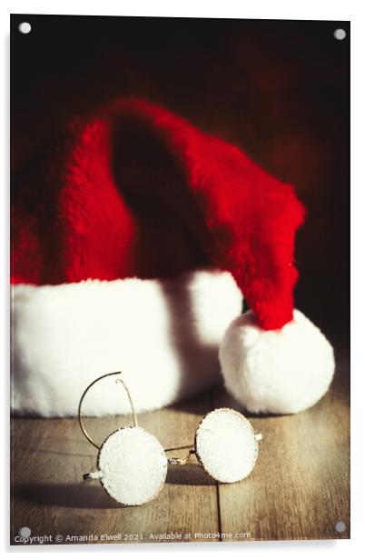 Santas Glasses Acrylic by Amanda Elwell
