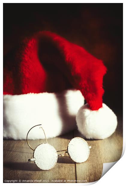 Santas Glasses Print by Amanda Elwell
