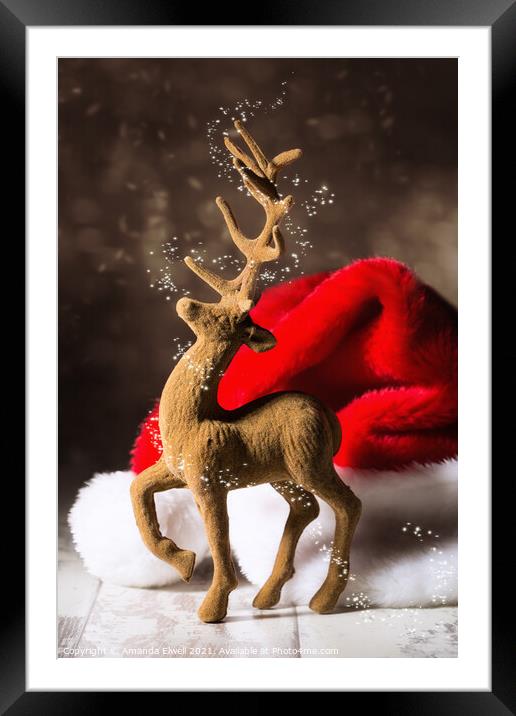 Christmas Reindeer Framed Mounted Print by Amanda Elwell