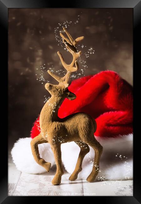 Christmas Reindeer Framed Print by Amanda Elwell