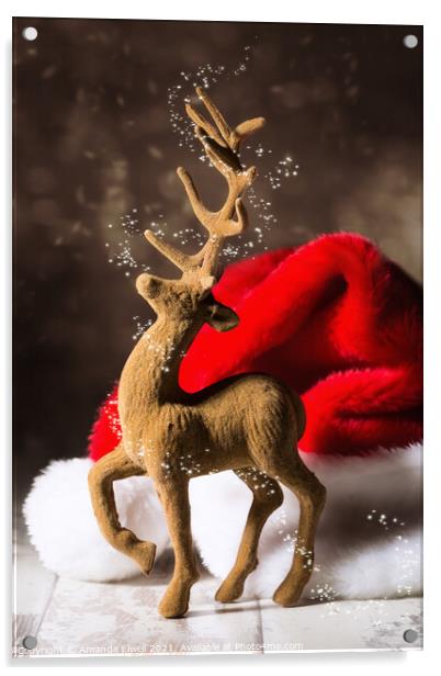 Christmas Reindeer Acrylic by Amanda Elwell