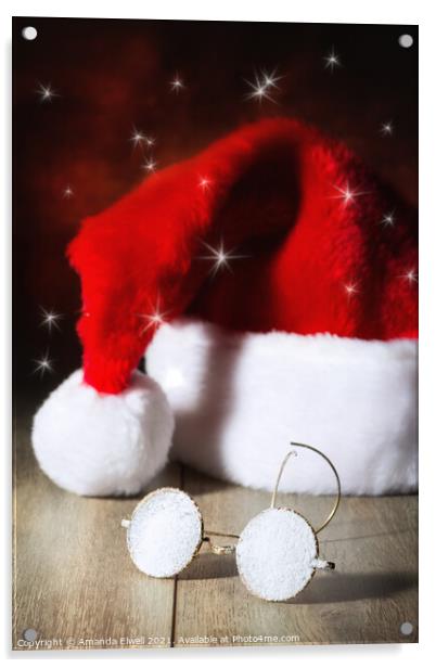 Santas' Glasses Acrylic by Amanda Elwell