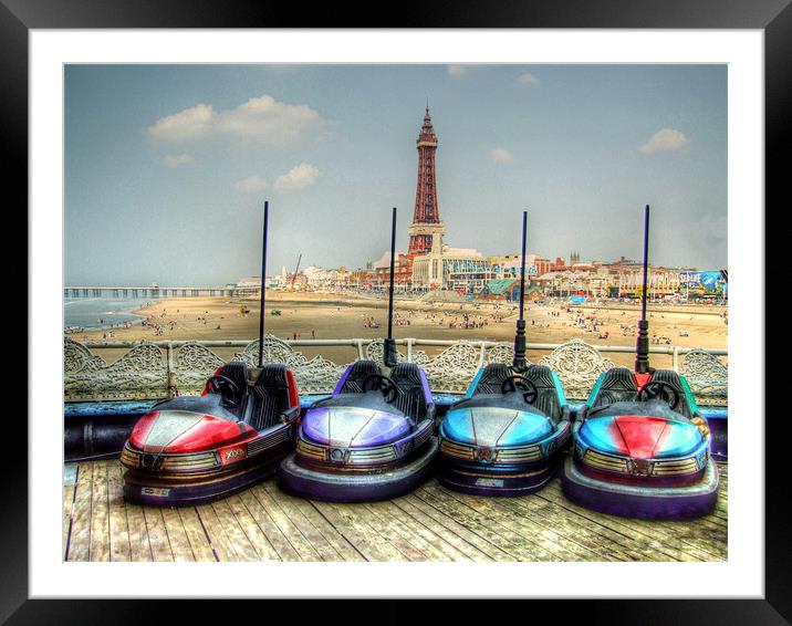 Dodgems in the Shadow of Blackpool Tower Framed Mounted Print by Victoria Limerick