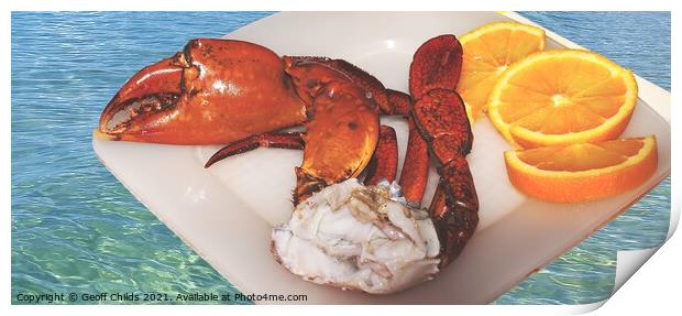 Giant Mud Crab. Cooked seafood platter. Print by Geoff Childs