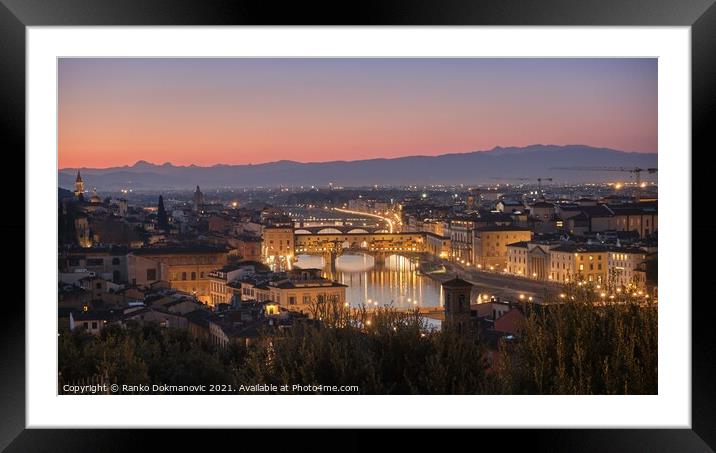 Florence by night Framed Mounted Print by Ranko Dokmanovic