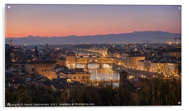 Florence by night Acrylic by Ranko Dokmanovic