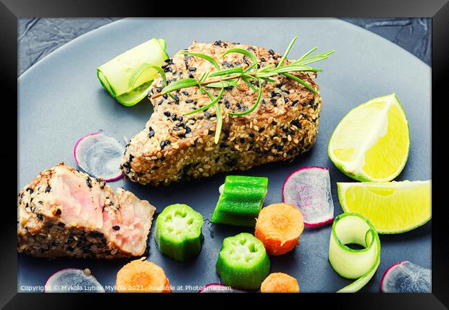 Delicious tuna and vegetable salad Framed Print by Mykola Lunov Mykola
