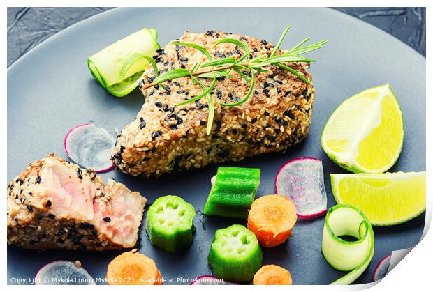 Delicious tuna and vegetable salad Print by Mykola Lunov Mykola