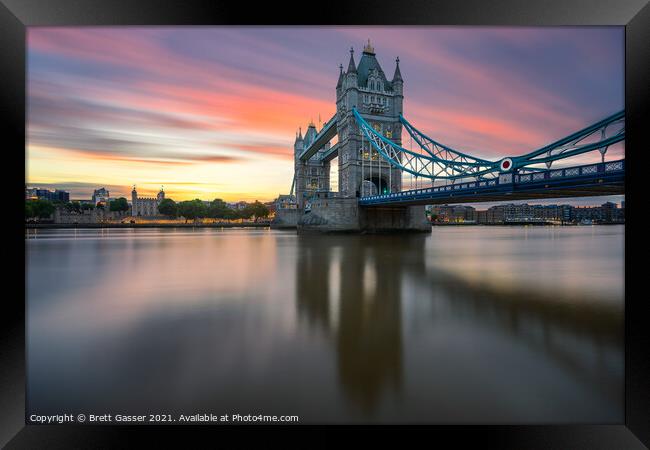 Tower Bridge Sunrise Framed Print by Brett Gasser