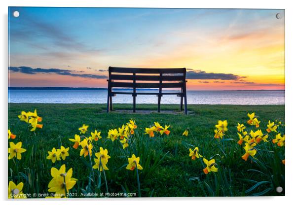 Sunset Bench Acrylic by Brett Gasser