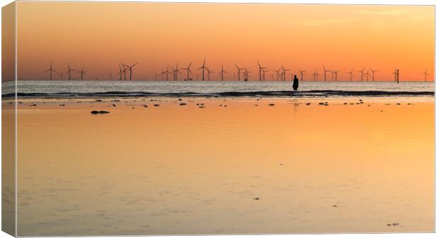 Still waters behind an Iron Man at sunset Canvas Print by Jason Wells