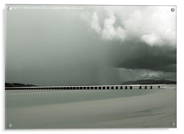 Storm over The River Kent Estuary Cumbria Acrylic by Nick Jenkins