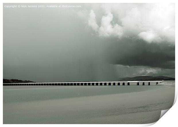 Storm over The River Kent Estuary Cumbria Print by Nick Jenkins