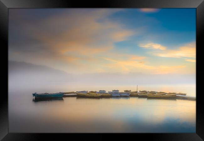 Dawn at the reservoir. Framed Print by Bill Allsopp