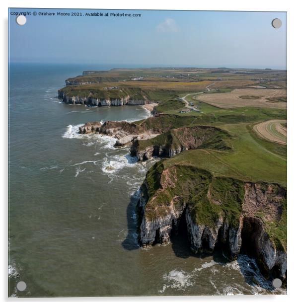 Thornwick Bay looking south Acrylic by Graham Moore