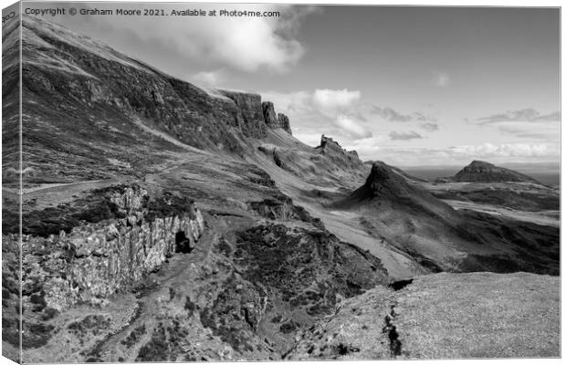 The Quiraing Skye monochrome Canvas Print by Graham Moore
