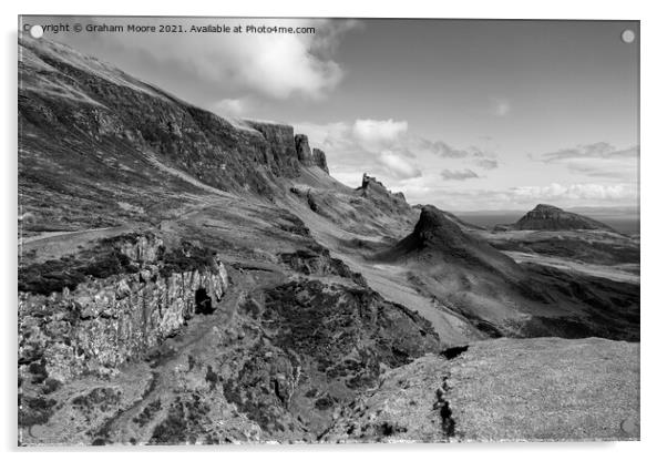 The Quiraing Skye monochrome Acrylic by Graham Moore