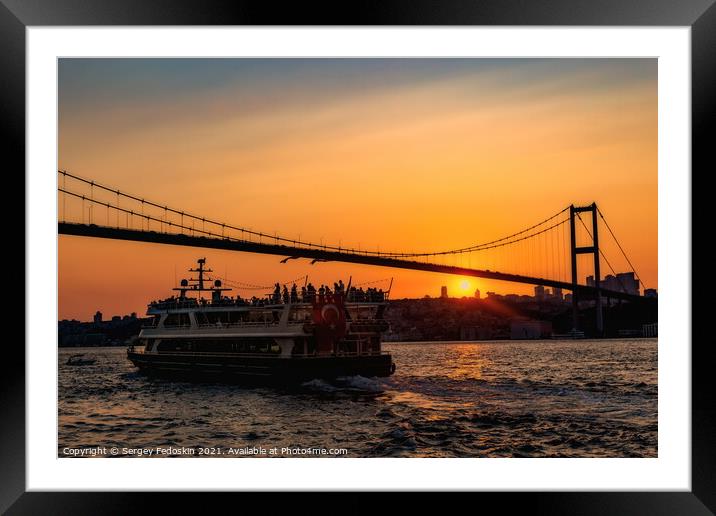 Ferryboat under Bosphorus Bridge. Istanbul, Turkey Framed Mounted Print by Sergey Fedoskin