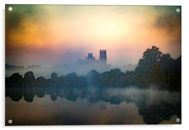 Ely Cathedral, from Roswell Lakes Acrylic by Andrew Sharpe