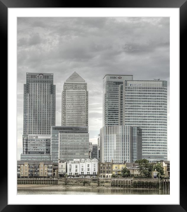 Docklands Canary Wharf HDR Framed Mounted Print by David French