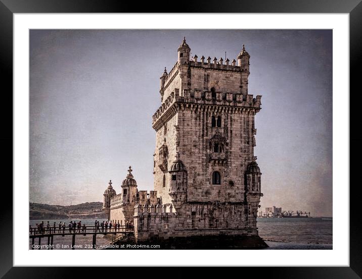 Queuing For The Belém Tower Lisbon Framed Mounted Print by Ian Lewis