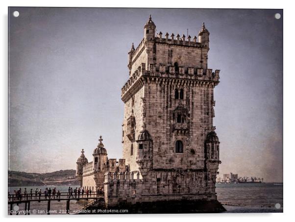 Queuing For The Belém Tower Lisbon Acrylic by Ian Lewis