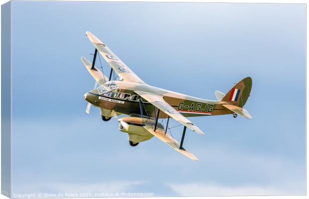 de Havilland Dragon Rapide G-AGJG Canvas Print by Steve de Roeck