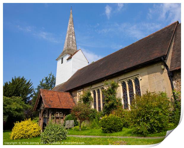 All Saints Church in Stock, Essex, UK Print by Chris Dorney