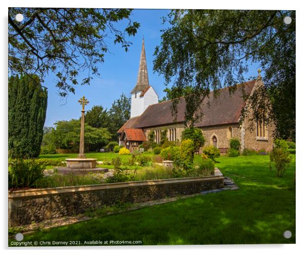 All Saints Church in Stock, Essex, UK Acrylic by Chris Dorney