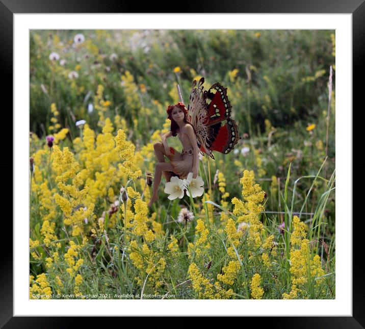 A Butterfly Fairy In The Field Framed Mounted Print by Kevin Maughan