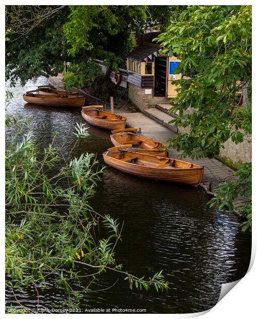 Boats on the River Stour in Dedham, Essex Print by Chris Dorney