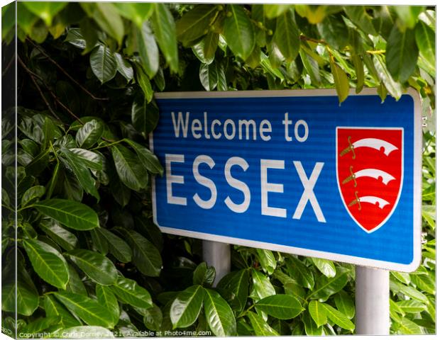 Welcome to Essex Sign Canvas Print by Chris Dorney