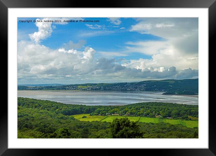 View across the Kent Estuary to Grange over Sands Framed Mounted Print by Nick Jenkins