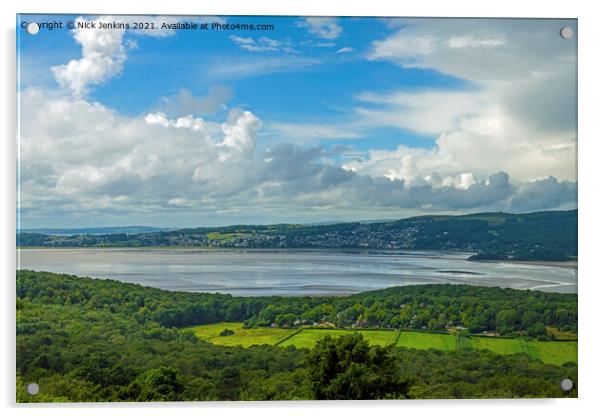View across the Kent Estuary to Grange over Sands Acrylic by Nick Jenkins