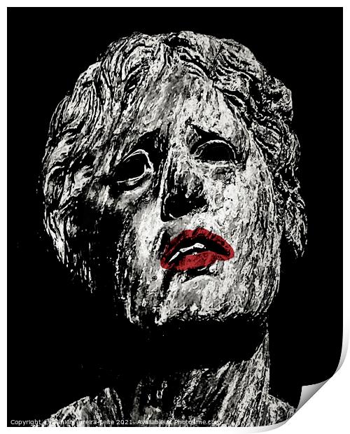 Creepy Head Sculpture Background Print by Daniel Ferreira-Leite