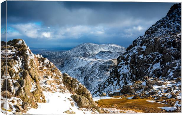 Wetherlam seen from Crinkle Crags Canvas Print by John Henderson