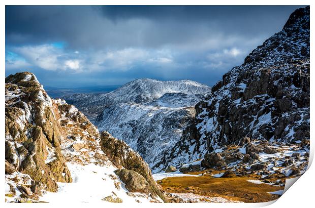 Wetherlam seen from Crinkle Crags Print by John Henderson