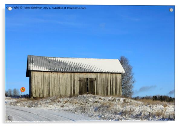 Old Country Barn Under Blue Sky Acrylic by Taina Sohlman
