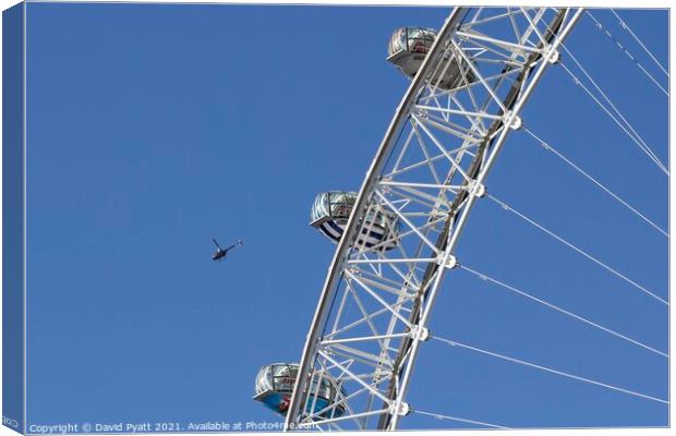 Helicopter And London Eye Canvas Print by David Pyatt
