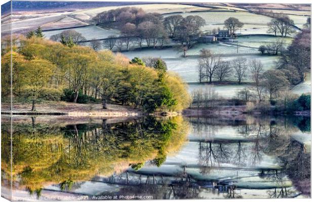 Ashes Farm with reflections on Ladybower Canvas Print by Chris Drabble