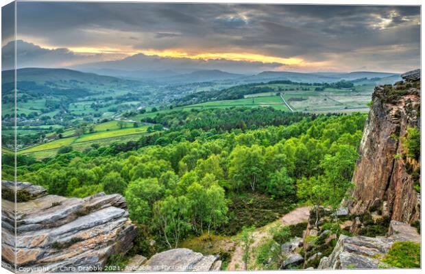 At Millstone Edge at sunset Canvas Print by Chris Drabble