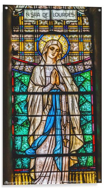 Our Lady of Lourdes Stained Glass Maria Sanctuary Auxiliadora Pu Acrylic by William Perry