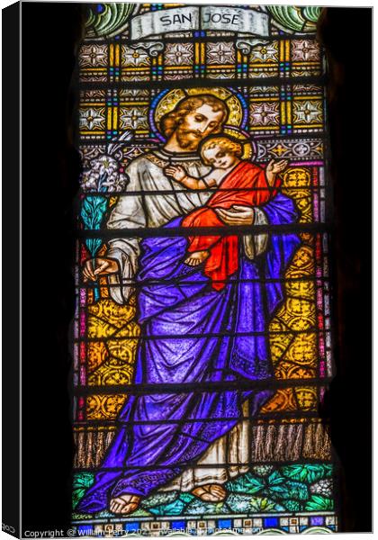 Saint Joseph Jesus Stained Glass Maria Sanctuary Auxiliadora Pun Canvas Print by William Perry
