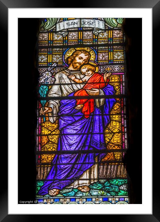 Saint Joseph Jesus Stained Glass Maria Sanctuary Auxiliadora Pun Framed Mounted Print by William Perry
