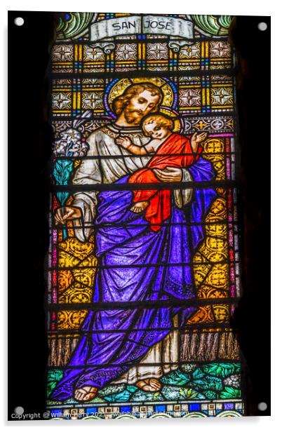 Saint Joseph Jesus Stained Glass Maria Sanctuary Auxiliadora Pun Acrylic by William Perry