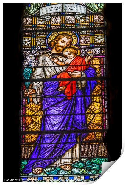 Saint Joseph Jesus Stained Glass Maria Sanctuary Auxiliadora Pun Print by William Perry
